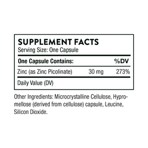 Zinc Picolinate 30 mg by Thorne Supplement Facts