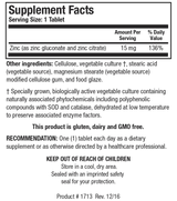 Zn-Zyme by Biotics Research Supplement Facts